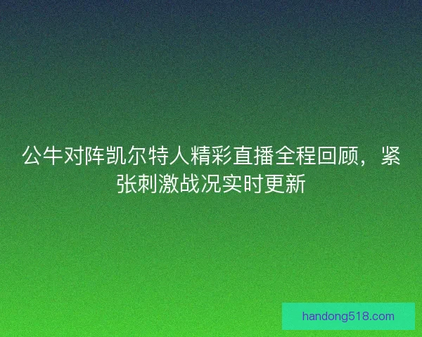 公牛对阵凯尔特人精彩直播全程回顾，紧张刺激战况实时更新