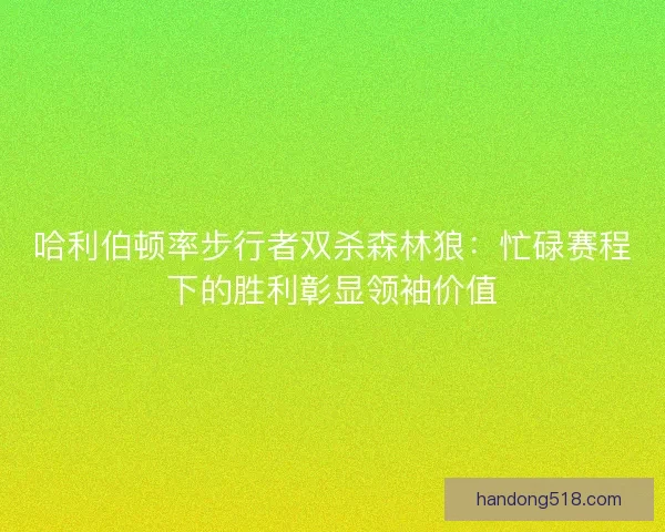 哈利伯顿率步行者双杀森林狼：忙碌赛程下的胜利彰显领袖价值