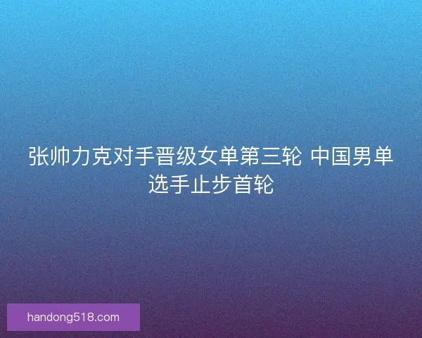 张帅力克对手晋级女单第三轮 中国男单选手止步首轮