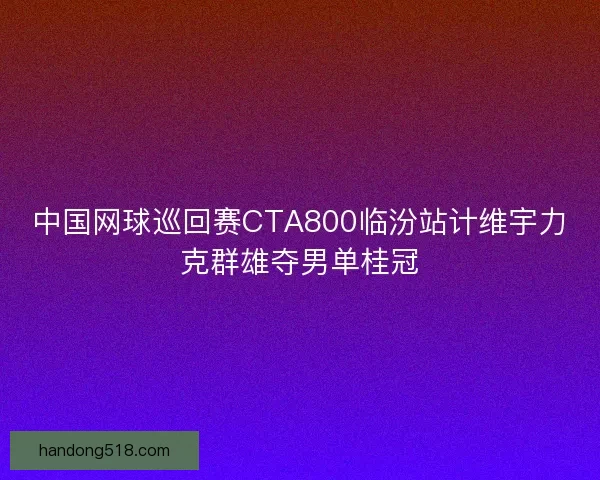 中国网球巡回赛CTA800临汾站计维宇力克群雄夺男单桂冠 中国网球巡回赛CTA800临汾站计维宇力克群雄夺男单桂冠