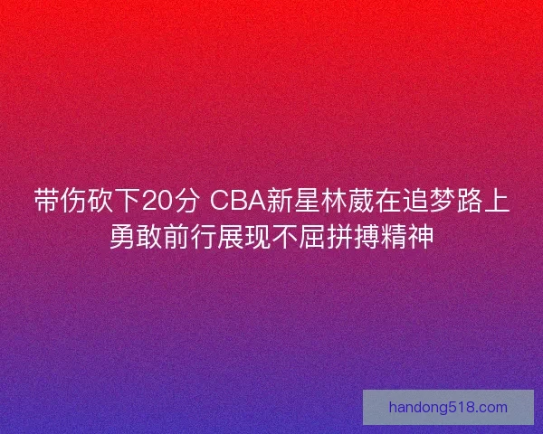 带伤砍下20分 CBA新星林葳在追梦路上勇敢前行展现不屈拼搏精神