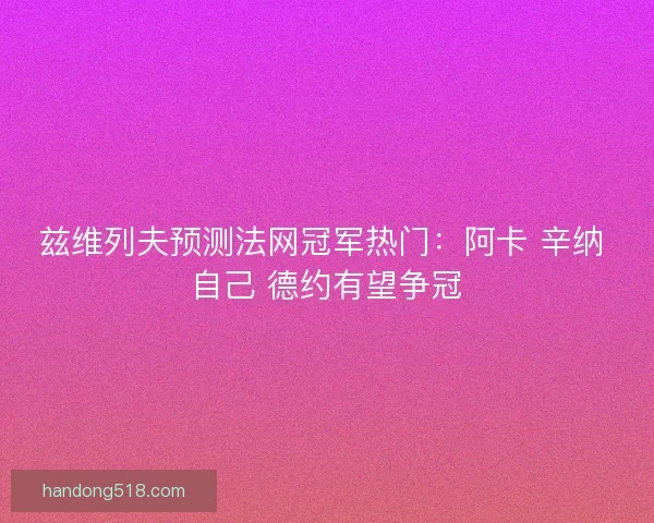 兹维列夫预测法网冠军热门：阿卡 辛纳 自己 德约有望争冠